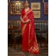 Red Traditional Function Wear Pure Satin Silk Sari