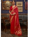 Red Traditional Function Wear Pure Satin Silk Sari