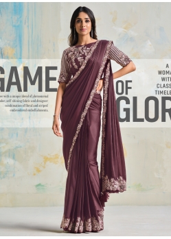 Deep Wine Ravishing Designer Wedding Wear Sari