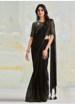 Black Ravishing Designer Wedding Wear Sari
