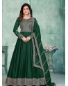 Dark Green Designer Party Wear Art Silk Anarkali Suit