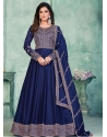 Royal Blue Designer Party Wear Art Silk Anarkali Suit