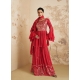 Red Traditional Function Wear Chinon Silk Salwar Suit