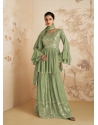 Sea Green Traditional Function Wear Chinon Silk Salwar Suit