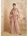 Peach Traditional Function Wear Chinon Silk Salwar Suit