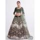Dark Green Designer Heavy Embroidered Silk Bridal Wear Lehenga Choli