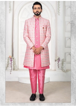Pink Premium Readymade Designer Indo Western Sherwani