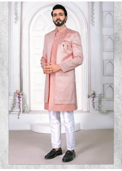 Baby Pink Premium Readymade Designer Indo Western Sherwani
