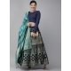 Navy Blue Latest Designear Party Wear Banarasi Silk Jacquard Lehenga Choli