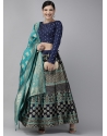 Navy Blue Latest Designear Party Wear Banarasi Silk Jacquard Lehenga Choli