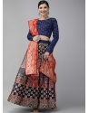 Navy Blue Latest Designear Party Wear Banarasi Silk Jacquard Lehenga Choli