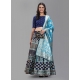 Navy Blue Latest Designear Party Wear Banarasi Silk Jacquard Lehenga Choli