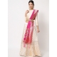 Light Beige Latest Designear Party Wear Banarasi Silk Jacquard Lehenga Choli
