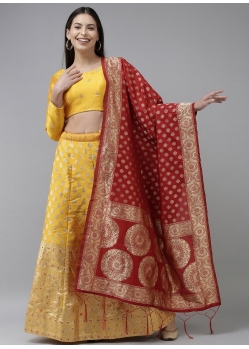 Yellow Latest Designear Party Wear Banarasi Silk Jacquard Lehenga Choli