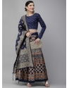 Navy Blue Latest Designear Party Wear Banarasi Silk Jacquard Lehenga Choli