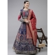 Navy Blue Latest Designear Party Wear Banarasi Silk Jacquard Lehenga Choli