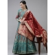 Teal Blue Latest Designear Party Wear Banarasi Silk Jacquard Lehenga Choli