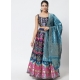 Navy Blue Latest Designear Party Wear Banarasi Silk Jacquard Lehenga Choli