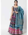 Navy Blue Latest Designear Party Wear Banarasi Silk Jacquard Lehenga Choli