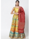 Yellow Latest Designear Party Wear Banarasi Silk Jacquard Lehenga Choli