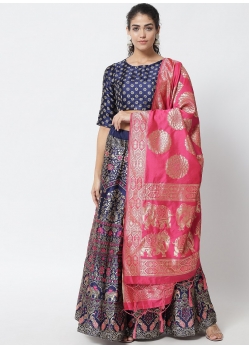 Royal Blue Latest Designear Party Wear Banarasi Silk Jacquard Lehenga Choli
