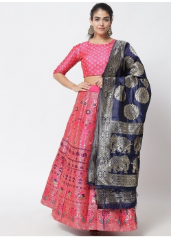Peach Latest Designear Party Wear Banarasi Silk Jacquard Lehenga Choli