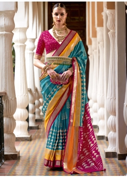 Sky Blue Ravishing Designer Wedding Wear Sari