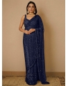 Navy Blue Ravishing Designer Wedding Wear Sari