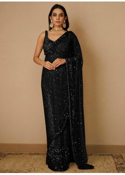 Black Ravishing Designer Wedding Wear Sari
