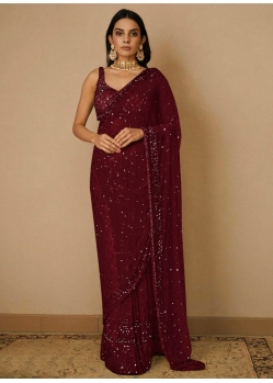 Maroon Ravishing Designer Wedding Wear Sari