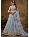 Aqua Grey Ravishing Designer Wedding Wear Lehenga Choli