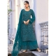 Teal Blue Designer Party Wear Glory Silk Palazzo Suit