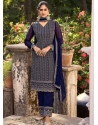 Navy Blue Designer Party Wear Glory Silk Palazzo Suit