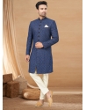 Navy Blue Premium Readymade Designer Indo Western Sherwani