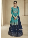 Turquoise Designer Party Wear Real Georgette Wedding Suit