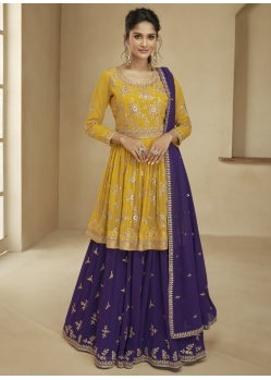 Yellow Designer Party Wear Real Georgette Wedding Suit