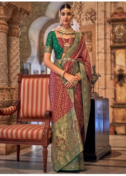 Maroon Traditional Designer Wedding Wear Sari