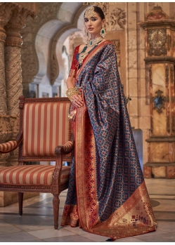 Navy Blue Traditional Designer Wedding Wear Sari
