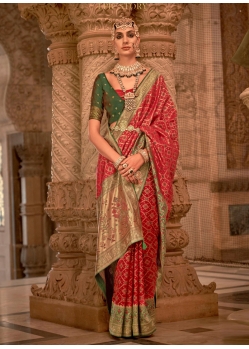 Red Traditional Designer Wedding Wear Sari