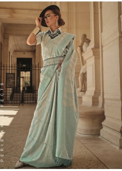Grayish Green Traditional Designer Wedding Wear Sari