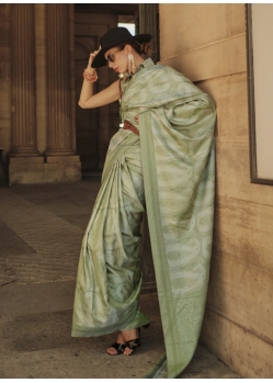 Pista Green Traditional Designer Wedding Wear Sari