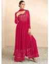Rose Red Designer Wedding Wear Blooming Georgette Palazzo Suit