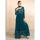 Teal Blue Designer Wedding Wear Blooming Georgette Palazzo Suit
