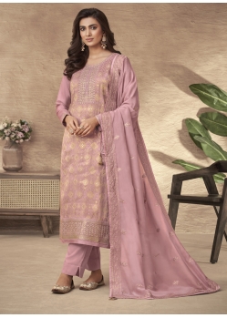 Mauve Designer Wedding Wear Pure Viscose Dola Jacquard Palazzo Suit