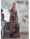 Dark Grey Traditional Designer Wedding Wear Sari