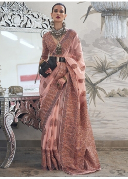 Peach Traditional Designer Wedding Wear Sari