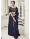 Navy Blue Readymade Designer Faux Georgette Wedding Wear Lehenga Choli