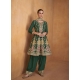 Dark Green Readymade Designer Party Wear Real Chinon Palazzo Suit