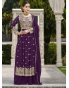 Purple Designer Wedding Wear Pure Faux Georgette Palazzo Suit