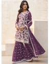 Lavender Designer Wedding Wear Real Georgette Palazzo Suit